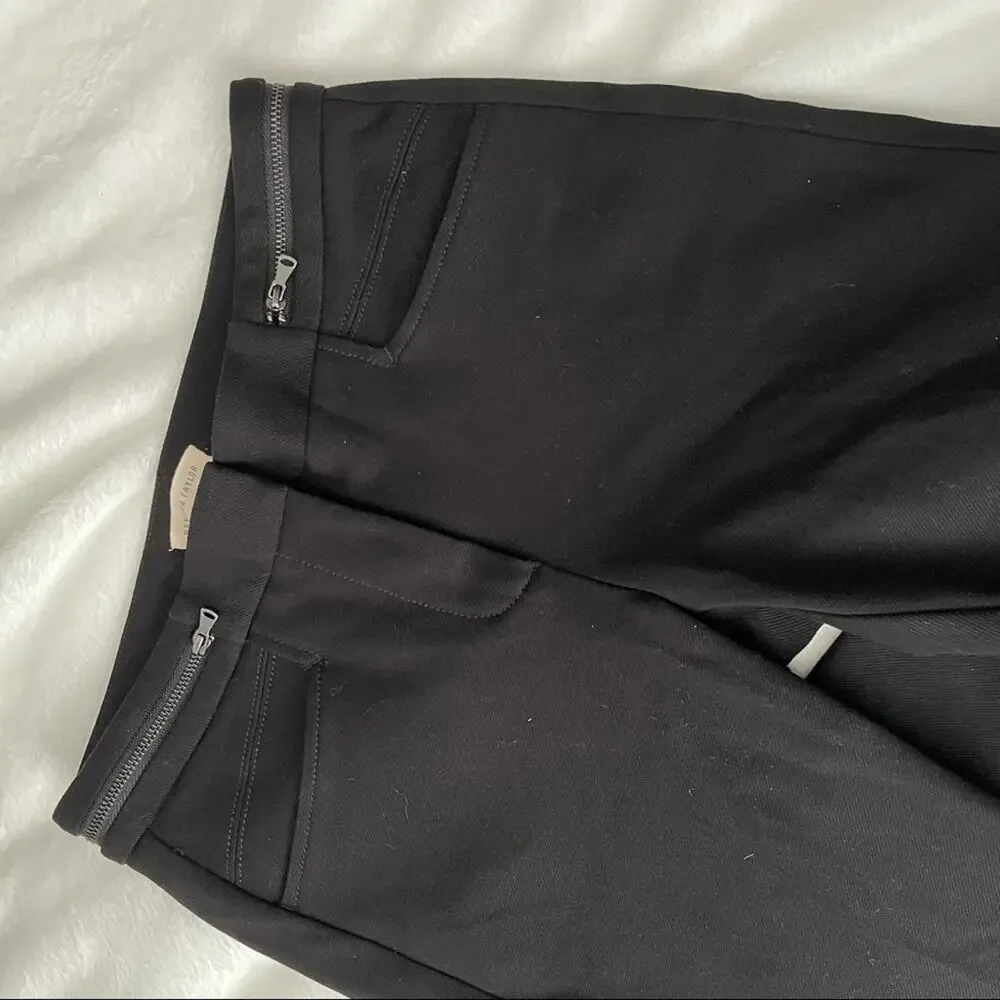 Rebecca Taylor black twill pants skinny zipper waist band size 0